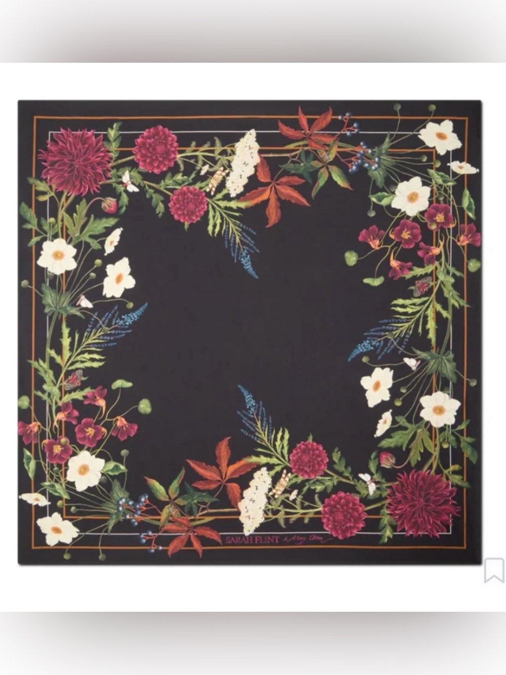 Sarah Flint x Mary Orton Bordeaux Floral Scarf 90